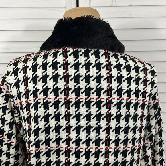 Houndstooth Sweater Jacket Size Medium Full Zip - Picture 6 of 12